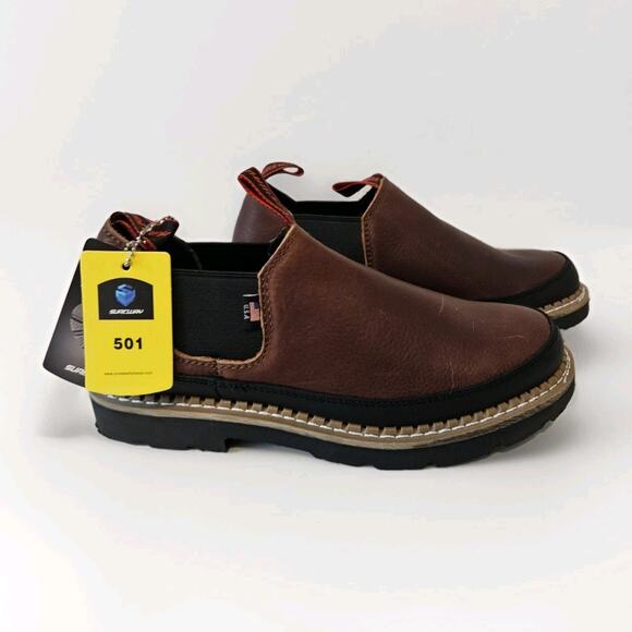 NWT! SUREWAY Slip-On Work Boots Slip-on Casual Tobacco Sz Men’s 10.5, Women 12.5 - Picture 2 of 15